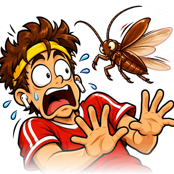 Benji asustado por una cucaracha voladora