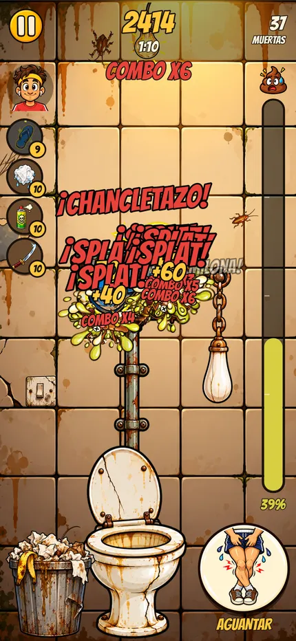 Chancletazo aplastando varias cucarachas